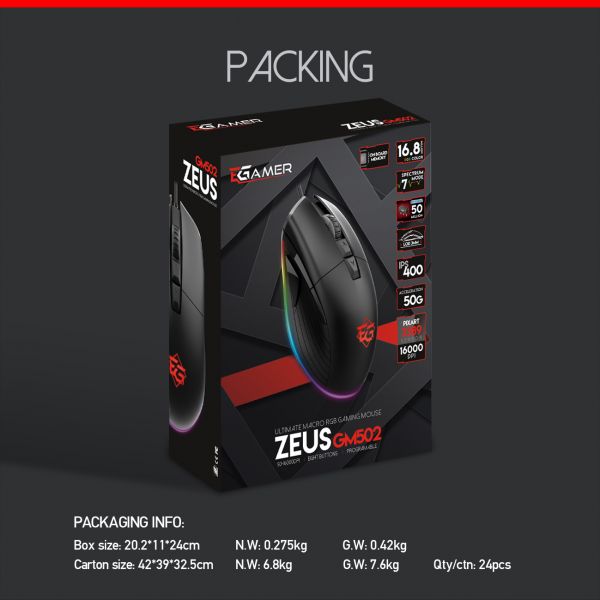 ZEUS GM502 RGB Gaming Miš 16 000 dpi , PIXART 3389 Cijena