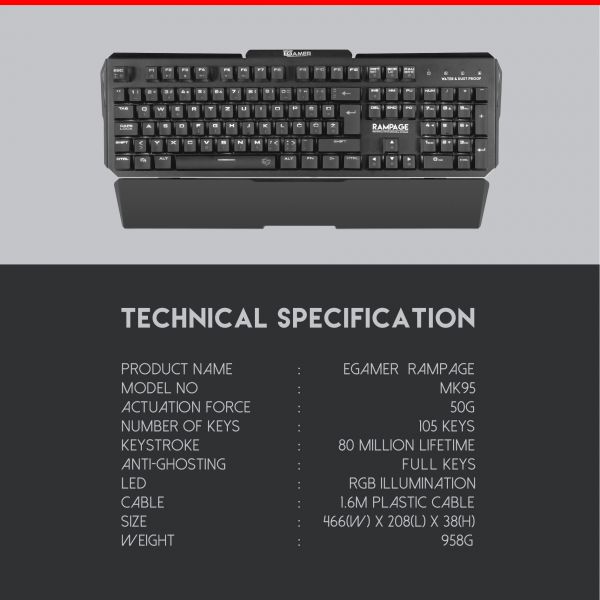RAMPAGE Mehanička MK95 RGB Gaming Tipkovnica, Optical switch HR layout Cijena