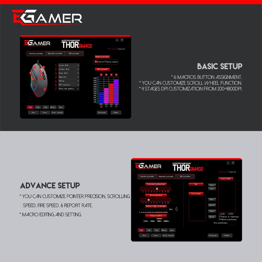 THOR GM402 RGB Pro Gaming Miš 4800dpi